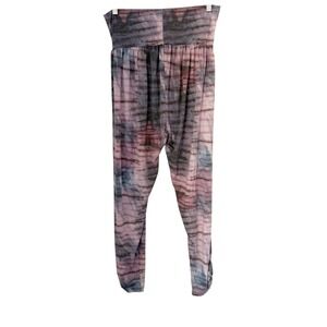 NWT Onzie Flow Harem Pants Purple Grey Tie Dye Ruched Ankle Yoga M/L